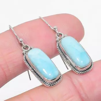 Серьги из чистого серебра 925 пробы с драгоценным камнем Natural Republic Ларимар 1,50 дюйма I4t56