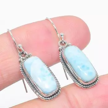 Серьги из чистого серебра 925 пробы с драгоценным камнем Natural Republic Ларимар 1,50 дюйма g7M35
