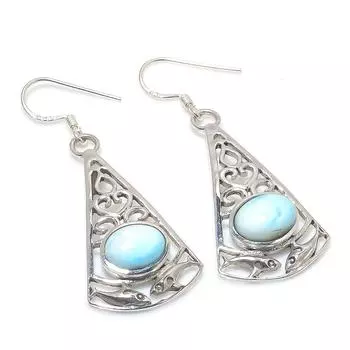 Серьги из чистого серебра 925 пробы с драгоценным камнем Natural Republic Larimar, размер 1,75 дюйма, a2l13