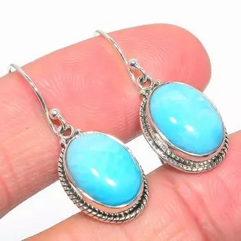 Серьги из чистого серебра 925 пробы с натуральным ларимаром, 1,25 дюйма, s9W03