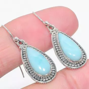 Серьги из чистого серебра 925 пробы с драгоценным камнем Natural Republic Ларимар 1,50 дюйма G1G12