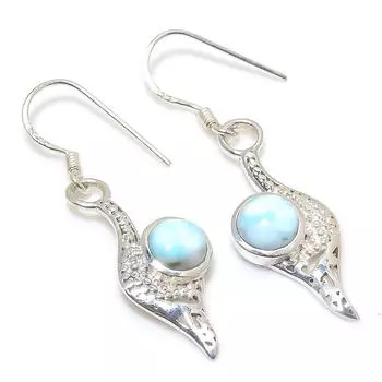Серьги из чистого серебра 925 пробы с драгоценным камнем Natural Republic Ларимар 1,50 дюйма E5V13