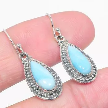 Серьги из чистого серебра 925 пробы с драгоценным камнем Natural Republic Ларимар 1,25 дюйма n7Y10