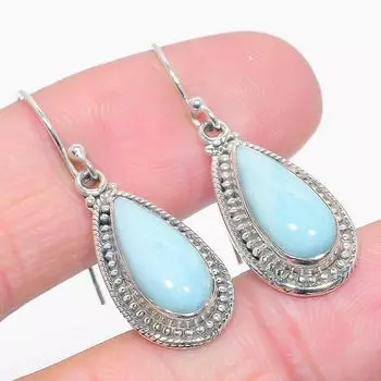 Серьги из чистого серебра 925 пробы с драгоценным камнем Natural Republic Ларимар, 1,50 дюйма, j5d01