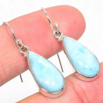 Серьги из чистого серебра 925 пробы с драгоценным камнем Natural Republic Larimar, 1,50 дюйма, z4Q35
