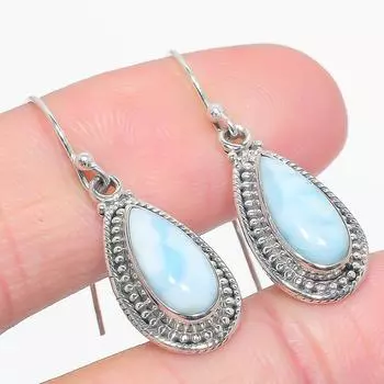 Серьги из чистого серебра 925 пробы с драгоценным камнем Natural Republic Ларимар 1,25 дюйма Z4L76