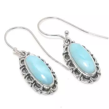 Серьги из чистого серебра 925 пробы с драгоценным камнем Natural Republic Ларимар 1,25 дюйма l3Y79