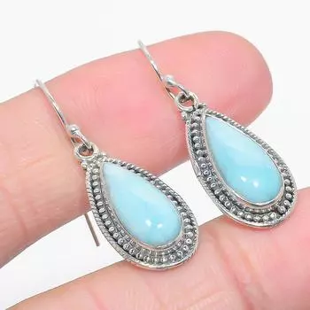 Серьги из чистого серебра 925 пробы с драгоценным камнем Natural Republic Ларимар, 1,50 дюйма, w1A30