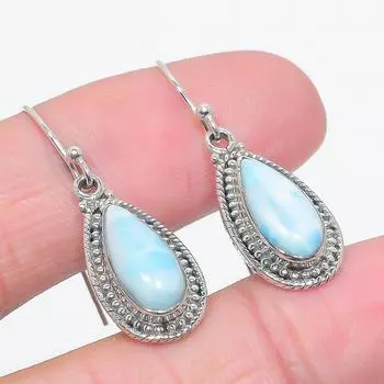 Серьги из чистого серебра 925 пробы с драгоценным камнем Natural Republic Ларимар 1,50 дюйма i4w41