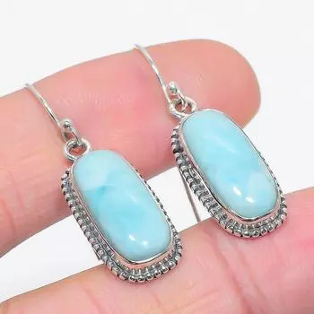 Серьги из чистого серебра 925 пробы с драгоценным камнем Natural Republic Ларимар 1,50 дюйма a0A75