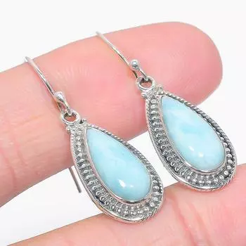 Серьги из чистого серебра 925 пробы с драгоценным камнем Natural Republic Ларимар 1,50 дюйма B9h32