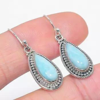 Серьги из чистого серебра 925 пробы с драгоценным камнем Natural Republic Ларимар 1,50 дюйма g1S05
