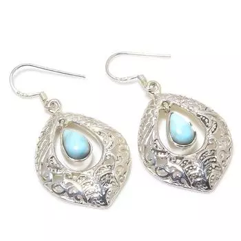 Серьги из чистого серебра 925 пробы с драгоценным камнем Natural Republic Ларимар 1,75 дюйма L9r16