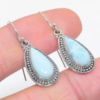 Серьги из чистого серебра 925 пробы с драгоценным камнем Natural Republic Ларимар, 1,50 дюйма, w5i30