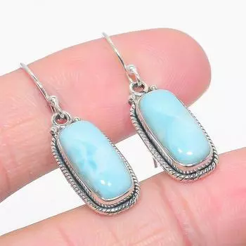 Серьги из чистого серебра 925 пробы с драгоценным камнем Natural Republic Ларимар 1,50 дюйма o5Y08