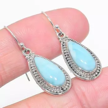Серьги из чистого серебра 925 пробы с драгоценным камнем Natural Republic Ларимар 1,50 дюйма I3G43