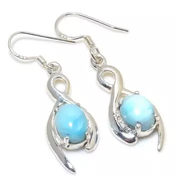 Серьги из чистого серебра 925 пробы с драгоценным камнем Natural Republic Ларимар 1,75 дюйма T0R18