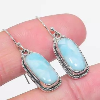 Серьги из чистого серебра 925 пробы с драгоценным камнем Natural Republic Ларимар, 1,50 дюйма, f5e88