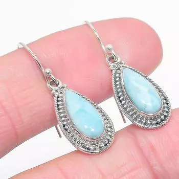 Серьги из чистого серебра 925 пробы с драгоценным камнем Natural Republic Ларимар 1,50 дюйма G7D95