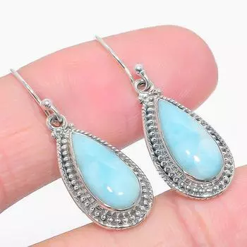 Серьги из чистого серебра 925 пробы с драгоценным камнем Natural Republic Ларимар 1,50 дюйма B6o95
