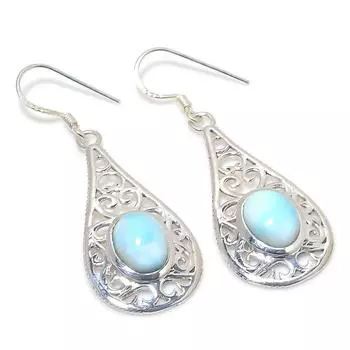 Серьги из чистого серебра 925 пробы с драгоценным камнем Natural Republic Ларимар 1,75 дюйма D6s49