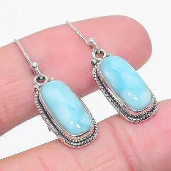 Серьги из чистого серебра 925 пробы с драгоценным камнем Natural Republic Ларимар 1,50 дюйма C4R56