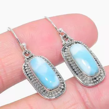 Серьги из чистого серебра 925 пробы с драгоценным камнем Natural Republic Ларимар 1,25 дюйма v9r12