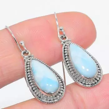 Серьги из чистого серебра 925 пробы с драгоценным камнем Natural Republic Ларимар 1,50 дюйма R6B37