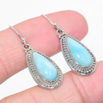 Серьги из чистого серебра 925 пробы с драгоценным камнем Natural Republic Ларимар 1,50 дюйма R6k42