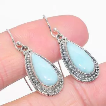 Серьги из чистого серебра 925 пробы с драгоценным камнем Natural Republic Ларимар, 1,50 дюйма, v6T13