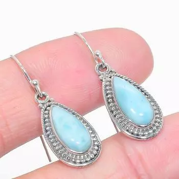 Серьги из чистого серебра 925 пробы Natural Republic с драгоценным камнем Ларимар, 1,50 дюйма, D7J53