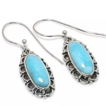 Серьги из чистого серебра 925 пробы с драгоценным камнем Natural Republic Ларимар 1,25 дюйма Z3C00