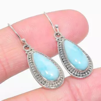 Серьги из чистого серебра 925 пробы с драгоценным камнем Natural Republic Ларимар 1,50 дюйма W8L38