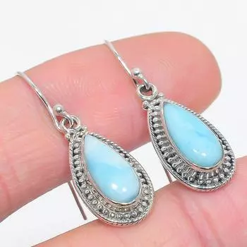 Серьги из чистого серебра 925 пробы с драгоценным камнем Natural Republic Ларимар, 1,50 дюйма, o5e27