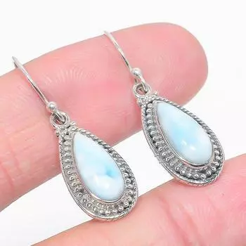 Серьги из чистого серебра 925 пробы с драгоценным камнем Natural Republic Ларимар 1,25 дюйма m4w49