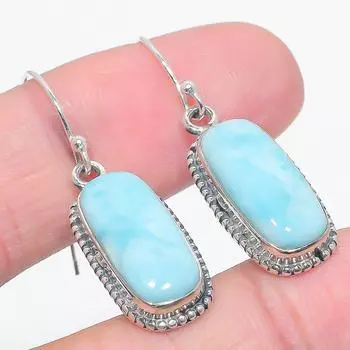 Серьги из чистого серебра 925 пробы с драгоценным камнем Natural Republic Ларимар 1,50 дюйма Q2F24