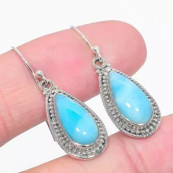 Серьги из чистого серебра 925 пробы с драгоценным камнем Natural Republic Ларимар 1,50 дюйма p4b16
