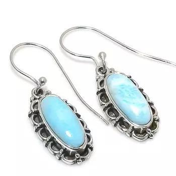 Серьги из чистого серебра 925 пробы с драгоценным камнем Natural Republic Ларимар 1,25 дюйма z8k85