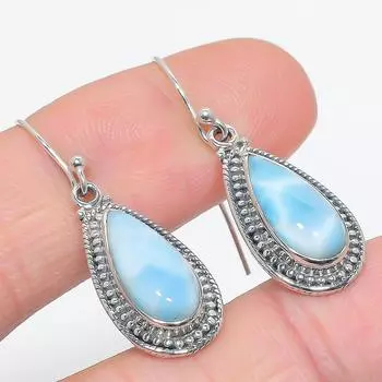 Серьги из чистого серебра 925 пробы с драгоценным камнем Natural Republic Ларимар 1,50 дюйма m2s67