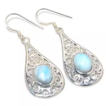 Серьги из чистого серебра 925 пробы с драгоценным камнем Natural Republic Ларимар 1,75 дюйма u4P83