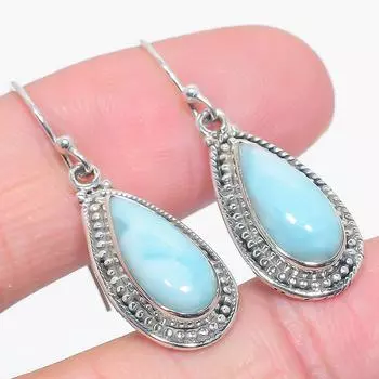 Серьги из чистого серебра 925 пробы с драгоценным камнем Natural Republic Ларимар 1,50 дюйма I9k79