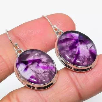 Серьги из чистого серебра 925 пробы с натуральным бразильским аметистом 1,50 дюйма t3u41