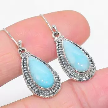 Серьги из чистого серебра 925 пробы с драгоценным камнем Natural Republic Ларимар 1,50 дюйма r4S00