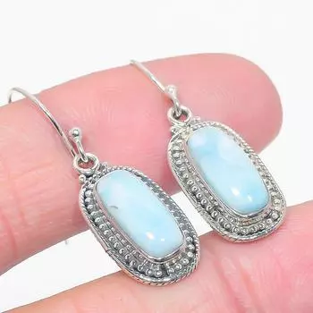 Серьги из чистого серебра 925 пробы с драгоценным камнем Natural Republic Ларимар 1,50 дюйма h8Q74