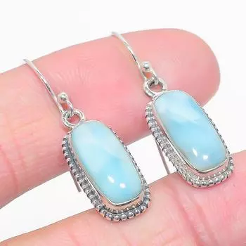 Серьги из чистого серебра 925 пробы с драгоценным камнем Natural Republic Ларимар 1,50 дюйма Y4p29