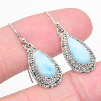 Серьги из чистого серебра 925 пробы с драгоценным камнем Natural Republic Ларимар 1,50 дюйма u8p68