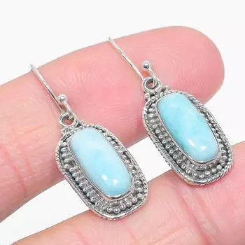 Серьги из чистого серебра 925 пробы с драгоценным камнем Natural Republic Ларимар 1,50 дюйма s0Y69