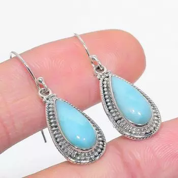 Серьги из чистого серебра 925 пробы с драгоценным камнем Natural Republic Ларимар 1,50 дюйма G4F84