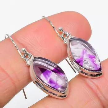 Серьги из чистого серебра 925 пробы с натуральным бразильским аметистом 1,50 дюйма v3q30