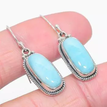 Серьги из чистого серебра 925 пробы с драгоценным камнем Natural Republic Ларимар 1,50 дюйма l2c73